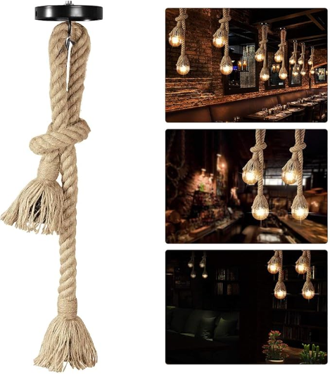 Jute Rope Pendant Light Manila Rope Lamp Hemp Rope Light Nautical Lamp Rustic Pendant Lighting Man Cave